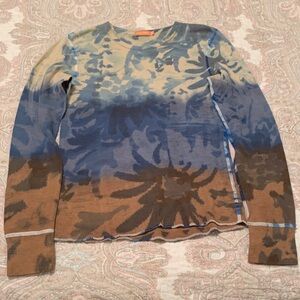 Blue and Brown Tie-Dye Long Sleeve Shirt